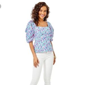 NWT Lilly Pulitzer Bitsy Top 6 Puff Sleeves
